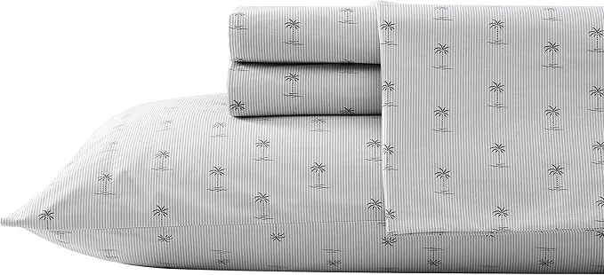 Practical Tommy Bahama - Queen Sheet Set Cotton Percale Bedding Set Crisp amp Cool Stylish Bedding Set Kew Palms Grey Queen Traditional