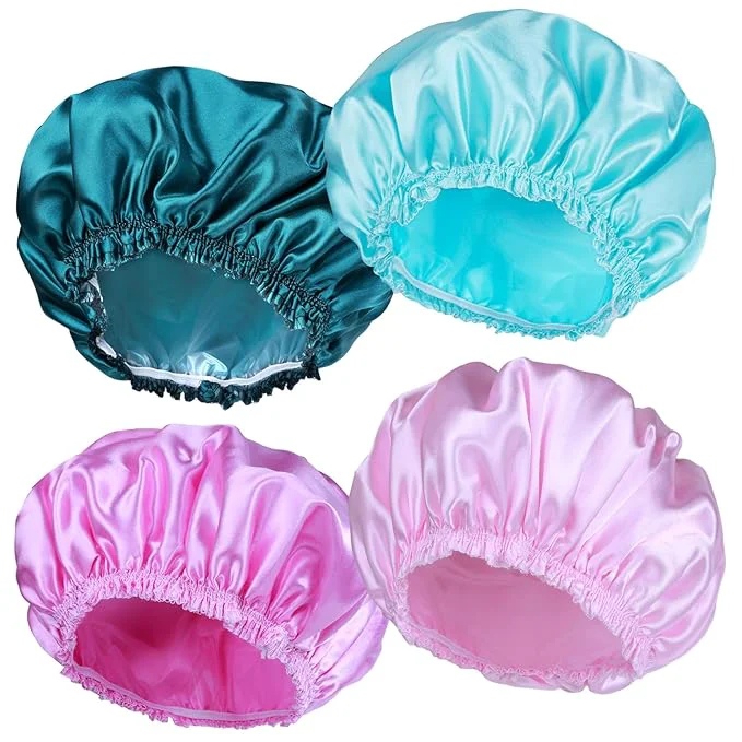Smooth Shower Caps for Women Double Waterproof Layers Shower Cap Bathing Shower Caps High-Quality