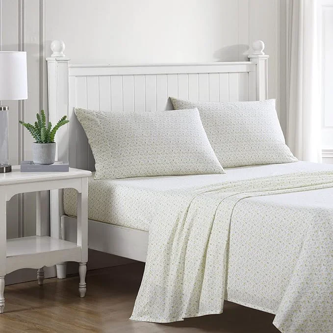 Healthy Laura Ashley - Queen Sheets Cotton Percale Bedding Set Lightweight amp Breathable Home Decor Evie Yellow Queen Versatile