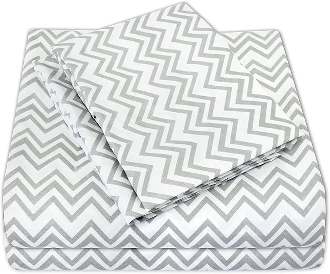 Elite Twin Sheets - Breathable Luxury Sheets with Full Elastic amp Secure Corner Straps Built In - 1800 Supreme Collection Extra Soft Deep Pocket Bedding Set Sheet Set Twin Chevron Gray Certified