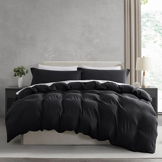 Fine Crafted Nestl Black California King Duvet Cover Sets - Soft Prewashed Cal King Duvet Cover 3 Piece with Zipper Closure 1 Duvet Cover 104x98 inches and 2 Pillow Shams Fast