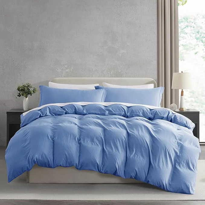 Refined Nestl Calm Blue Duvet Cover King Size - Soft Prewashed King Duvet Cover Set 3 Piece with Zipper Closure 1 Duvet Cover 104x90 inches and 2 Pillow Shams High-End
