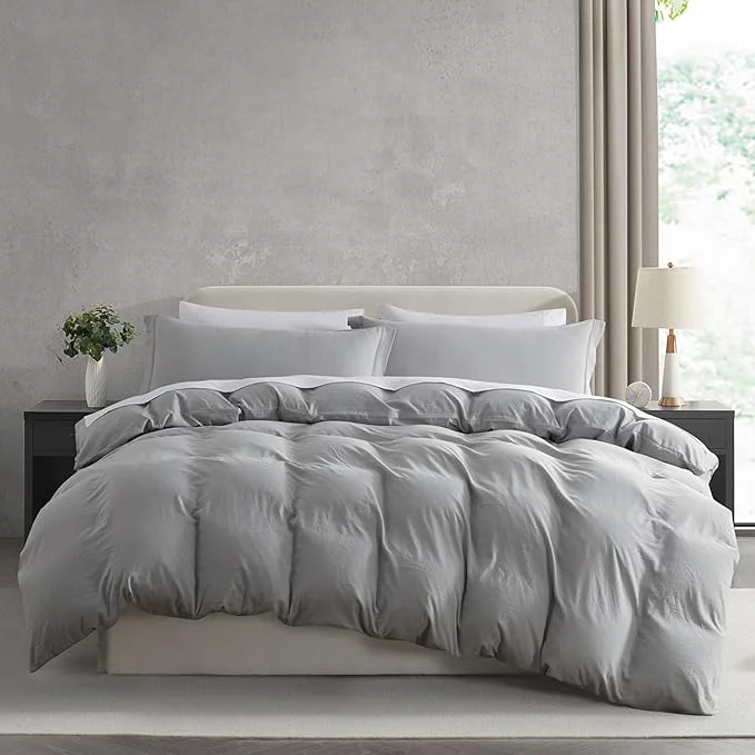 Trusted Nestl Light Grey Duvet Cover King Size - Soft Prewashed King Duvet Cover Set 3 Piece with Zipper Closure 1 Duvet Cover 104x90 inches and 2 Pillow Shams - No Comforter World-Class