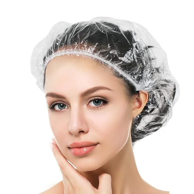 Selected Auban 100PCS Disposable Shower Caps Independent Packing Plastic Clear Hair Cap Smart