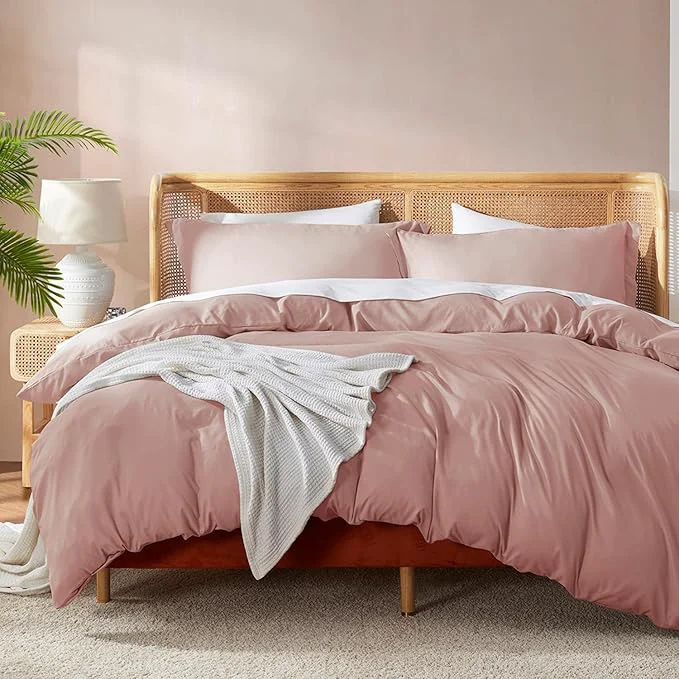 Carefully Designed Nestl Blush Pink Duvet Cover King Size - Soft Double Brushed King Duvet Cover Set 3 Piece with Button Closure 1 Duvet Cover 104x90 inches and 2 Pillow Shams Elite