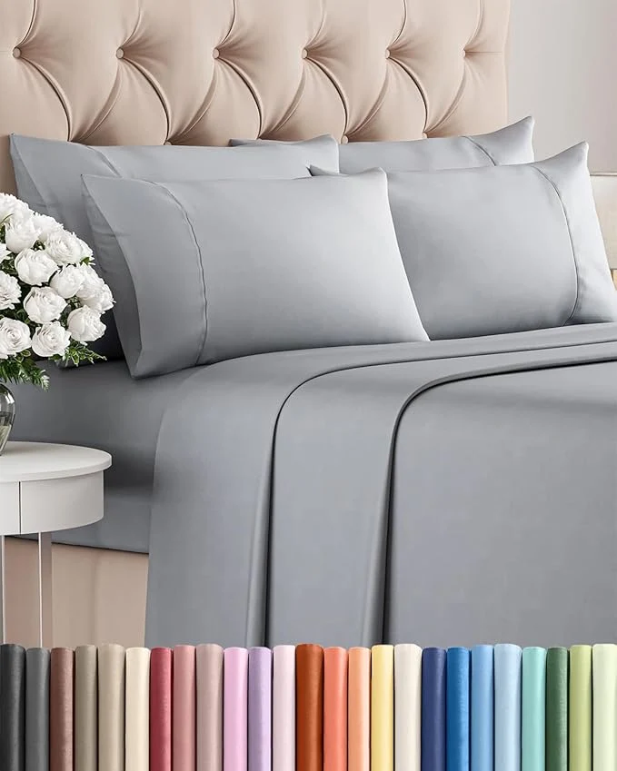 Traditional Cal King 6 Piece Sheet Set - Comfy Breathable amp Cooling - Soft Hotel Luxury Bedding Set with 8-16 Inch Deep Pockets - 1 Flat amp 1 Fitted Sheet amp 4 Pillowcases - Wrinkle amp Easy Care - Steel Blue Modern