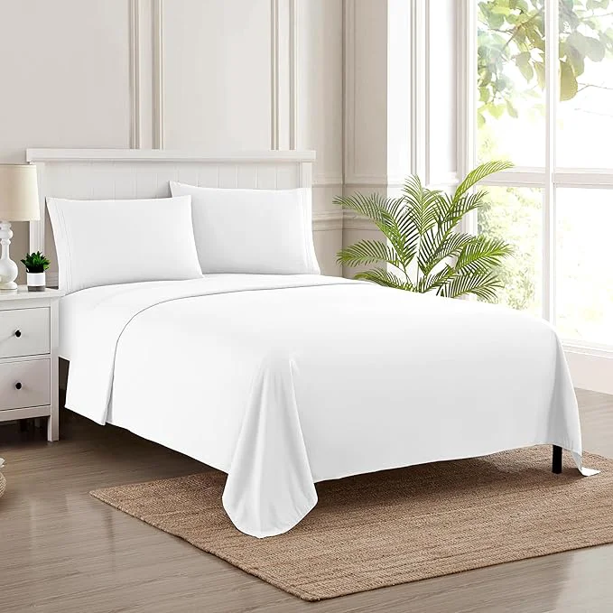 Premium Material Full Size Sheet Sets - Breathable Luxury Sheets with Full Elastic amp Secure Corner Straps Built In - 1800 Supreme Collection Extra Soft Deep Pocket Bedding Sheet Set EXTRA DEEP pocket - Full White Solid