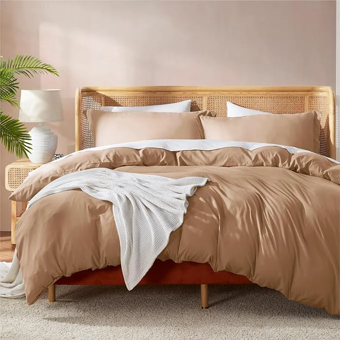 Traditional Nestl Twin Duvet Cover Set - Soft Double Brushed Mocha Brown Duvet Cover Twin XL 2 Piece with Button Closure 1 Duvet Cover 68x90 inches and 1 Pillow Sham Enhanced