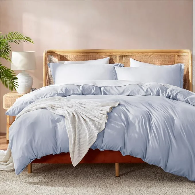 Premium Material Nestl Ice Blue California King Duvet Cover Sets - Soft Double Brushed Cal King Duvet Cover 3 Piece with Button Closure 1 Duvet Cover 104x98 inches and 2 Pillow Shams Dependable