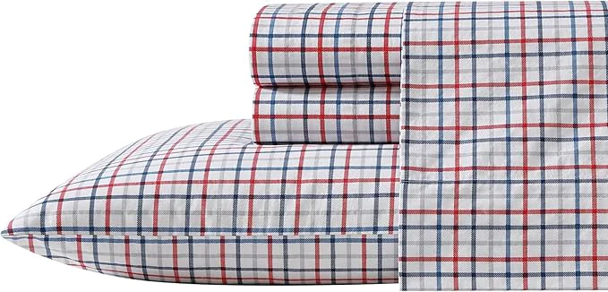 Consistent Nautica - Full Sheet Set Cotton Percale Bedding Set Crisp amp Cool Lightweight amp Breathable Boating Tattersall Red Full Optimized