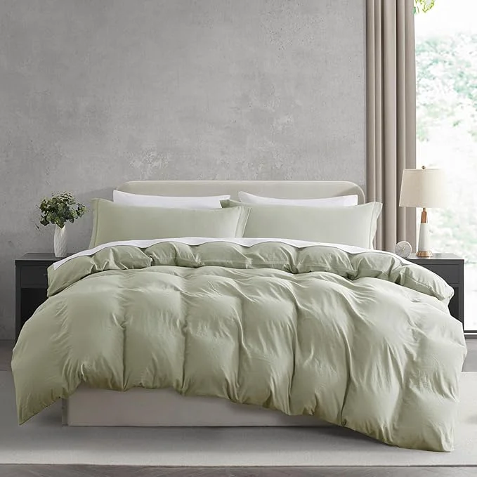 Specialty Nestl Light Sage California King Duvet Cover Sets - Soft Prewashed Cal King Duvet Cover 3 Piece with Zipper Closure 1 Duvet Cover 104x98 inches and 2 Pillow Shams Fast