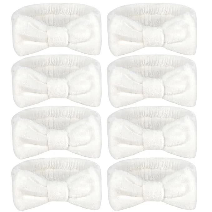 Easy-to-Use Ondder Spa Headband for Washing Face 8 Pack White Skincare Headbands for Women Selected