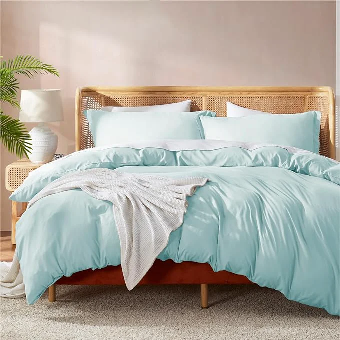 Stylish Nestl Light Blue Duvet Cover King Size - Soft Double Brushed King Duvet Cover Set 3 Piece with Button Closure 1 Duvet Cover 104x90 inches and 2 Pillow Shams Certified