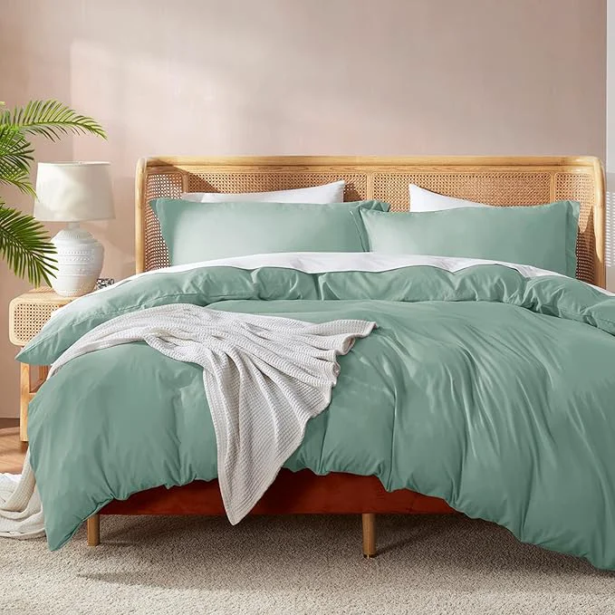 Versatile Nestl Sage Green Duvet Cover Full Size - Soft Double Brushed Full Size Duvet Cover Set 3 Piece with Button Closure 1 Duvet Cover 80x90 inches and 2 Pillow Shams Fashionable