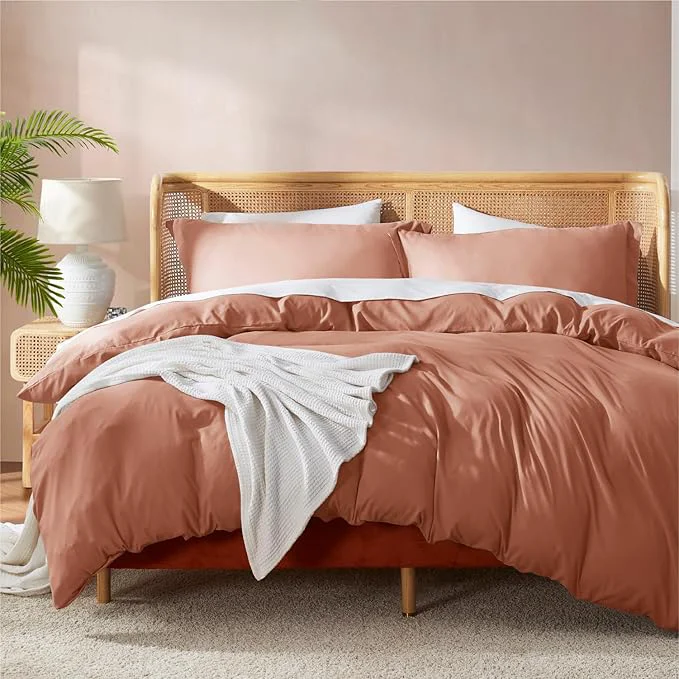 Original Design Nestl Twin Duvet Cover Set - Soft Double Brushed Rust Duvet Cover Twin XL 2 Piece with Button Closure 1 Duvet Cover 68x90 inches and 1 Pillow Sham Convenient