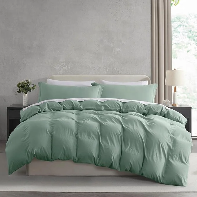 Prestigious Nestl Sage Green Duvet Cover Queen Size - Soft Prewashed Queen Duvet Cover Set 3 Piece with Zipper Closure 1 Duvet Cover 90x90 inches and 2 Pillow Shams Quality