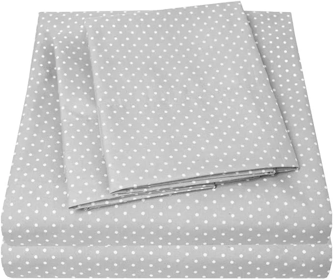 1500 Supreme Collection Full Sheet Sets Polka Dot Gray - Luxury Hotel Bed Sheets and Pillowcase Set for Full Mattress - Extra Soft Elastic Corner Straps Deep Pocket Sheets Full Polka Dot Gray Organic