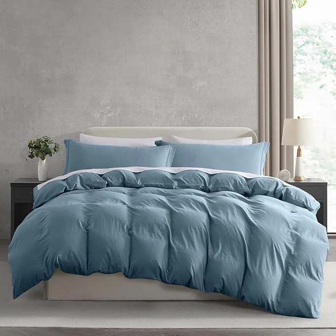 Genuine Nestl Stone Blue Duvet Cover King Size - Soft Prewashed King Duvet Cover Set 3 Piece with Zipper Closure 1 Duvet Cover 104x90 inches and 2 Pillow Shams Fine