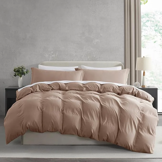 Proven Nestl Twin Duvet Cover Set - Soft Prewashed Khaki Duvet Cover Twin Twin XL 2 Piece with Zipper Closure 1 Duvet Cover 68x90 inches and 1 Pillow Sham Healthy