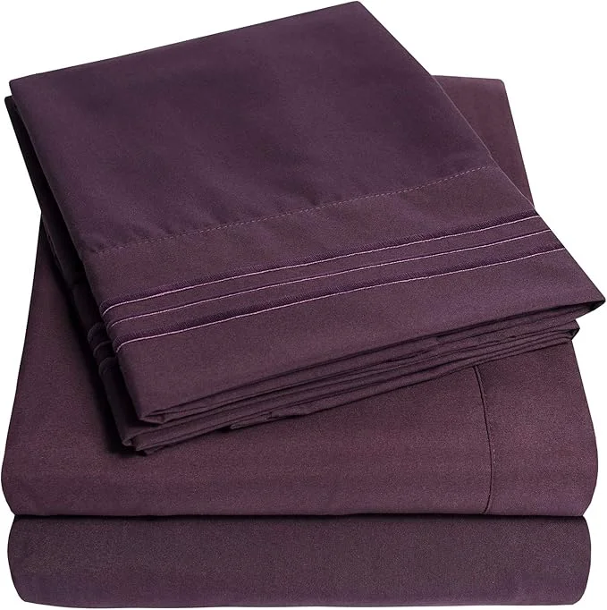 Elegant 1500 Supreme Collection Twin Sheet Sets Purple Stylish