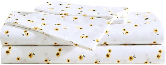Practical Eddie Bauer - Sheet Set Cotton Percale Bedding with Matching Pillowcases Crisp amp Breathable 200-Thread Count Classic Comfort Essentials Sunflower Yellow Queen Green