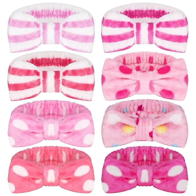 Comfortable Ondder 8 Pcs Striped Spa Terry Cloth Headbands Traditional