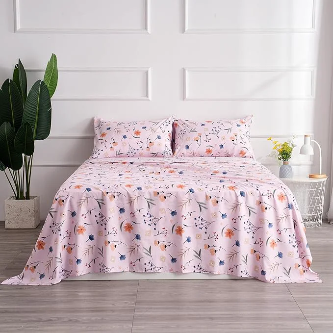 Proven Pink Flower Twin Sheets 3 Piece Set - Botanical Pattern Microfiber Bedding Decor - Breathable Durable Up to 16 quot Deep Pocket Bed Sheet for Girls Certified