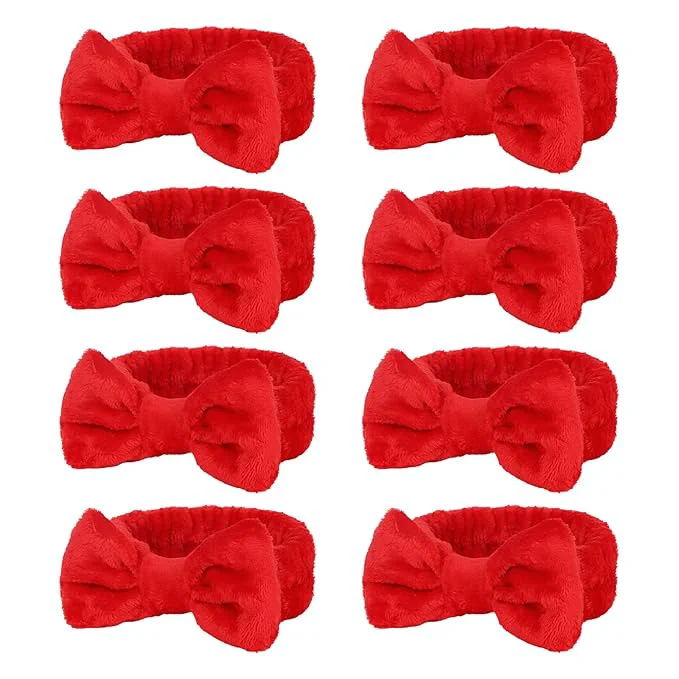 Certified Semato 8 Pcs Red Spa Headband Skincare Headbands Soft