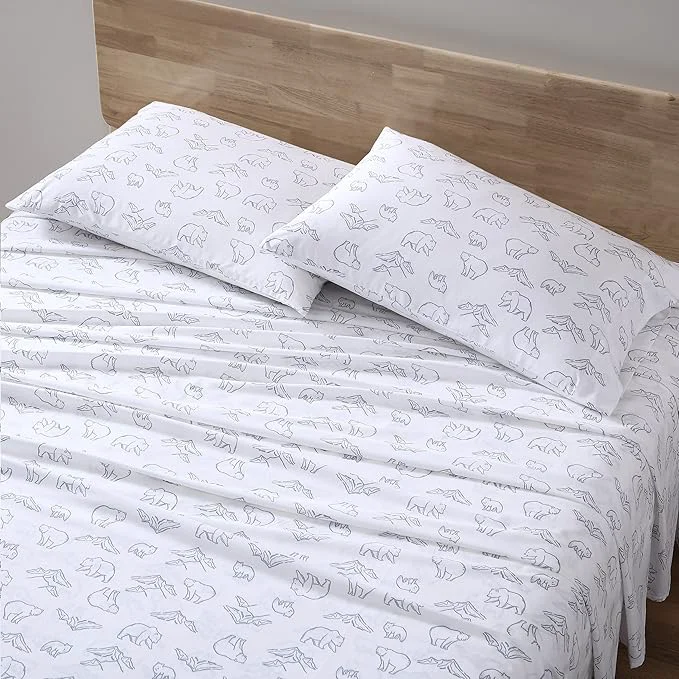 Fashionable Eddie Bauer- Twin Sheet Set Cotton Percale Bed Sheets Crisp amp Cool Lightweight amp Breathable Dorm Essentials Smokey Bear Camp Grey Twin Certified
