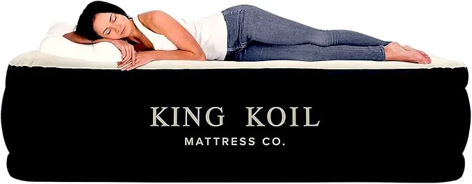 User-Friendly King Koil Luxury Pillow Top Plush Queen Air Mattress with Built-in High-Speed Pump for Home Camping Guests 20 quot Queen Size Double Airbed Adjustable Blow Up Mattress Waterproof 1-Year Warranty Authentic