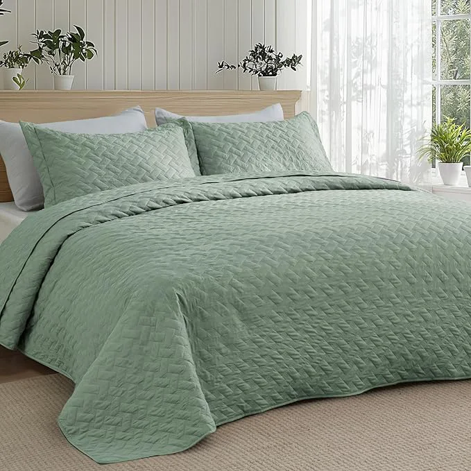 User-Friendly Bedsure Quilts Twin Size - Lightweight Bedspreads Twin Size with Basket Weave Pattern Soft Quilt Bedding Set Sage Green Comforter Set Coverlet for All Seasons with 1 Pillow Sham 68 quot x 86 quot Skin-Friendly Soft All-Season Comfort Breathable Lightw... Dependable