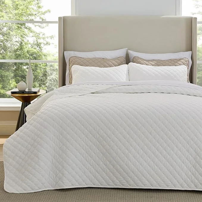 Sustainable Bedsure Quilts King Size - Lightweight Bedspreads King Size with Classic Honeycomb Quilting Soft Quilt Bedding Set White Comforter Set Coverlet for All Seasons with 2 Pillow Shams 106 quot x 96 quot Skin-Friendly Soft All-Season Comfort Breathable Lig... Exceptional