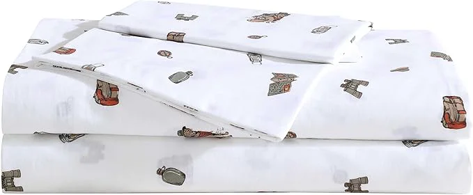 Lightweight Eddie Bauer - Sheet Set Luxurious Cotton Percale Bedding with Matching Pillowcase Crisp amp Cool Fully Elasticized Buddy Camping Allover White King Natural