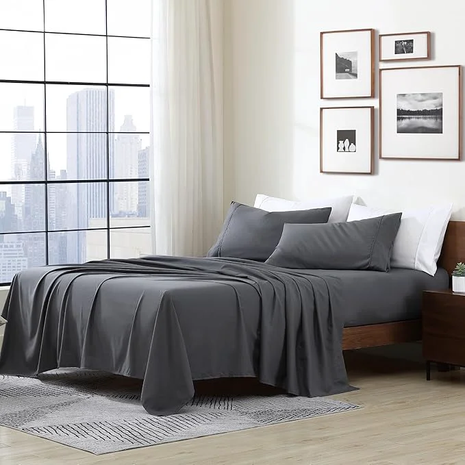 Easy-to-Use Cathay Home Essentials Ultra Soft Hypoallergenic Wrinkle Resistant Double Brushed Microfiber Bedding Sheet Set Gray King Responsible