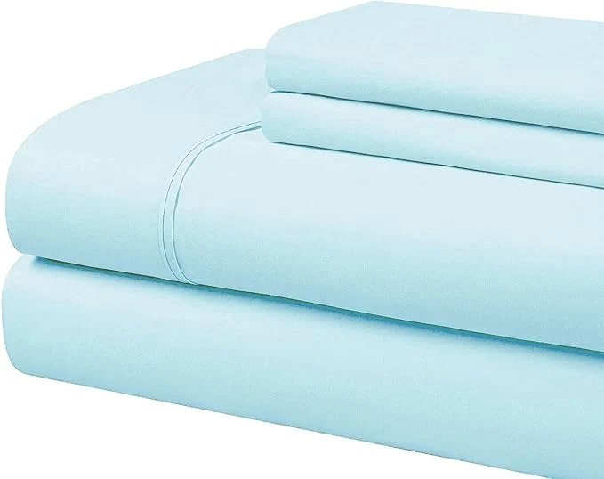 Prestigious Cathay Home Essentials Ultra Soft Hypoallergenic Wrinkle Resistant Double Brushed Microfiber Bedding Sheet Set Aqua Twin Recyclable