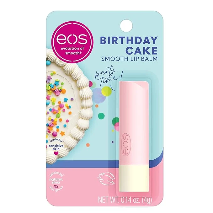 Official eos Natural Shea Lip Balm- Birthday Cake All-Day Moisture Shea Butter Enhanced