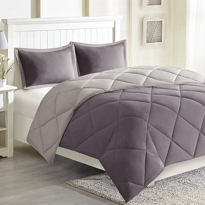 First-Class Madison Park Comforter Set Reversible Down All Season Microfiber Bedding 3M Scotchgard Stain Release Full Queen Dorm Comforter Charcoal Grey Expertly Made