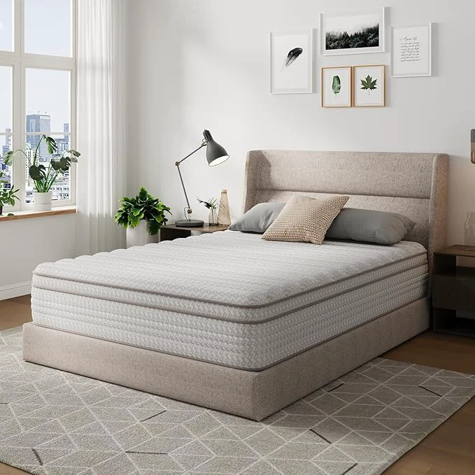 Refined Novilla King Size Mattress 12 Inch King Mattresses in a Box with Smarts™ Pocket Coil for Pressure Relief Medium Plush Foam and Spring Hybrid Colchones with CertiPUR-US Outstanding