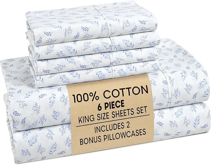 Environmentally Friendly Casa Platino King Size Sheets – Cotton Crisp Percale Weave Sheets King Size Soft Cozy Feel with 4 Pillowcases 15 quot Deep Pockets amp Breathable Fabric for All Sleepers amp Everyday Use – Amethyst Efficient