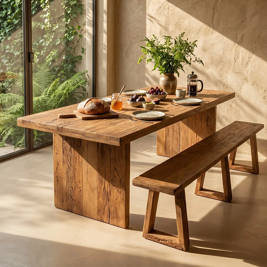 Relaxed Farmwood Waterfall Dining Table 240 cm Convenient