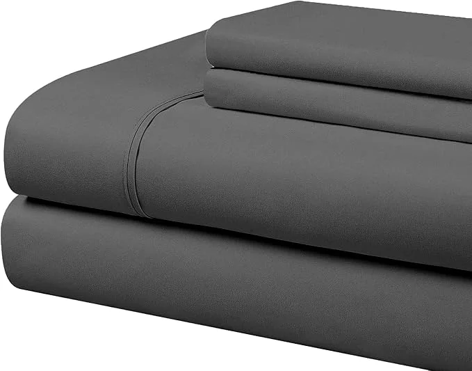Professional Cathay Home Essentials Ultra Soft Hypoallergenic Wrinkle Resistant Double Brushed Microfiber Bedding Sheet Set Gray Full Advanced