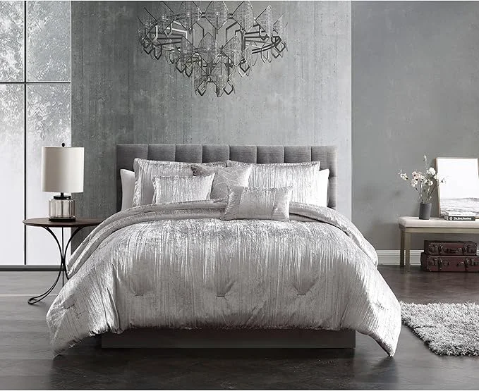 Organic Riverbrook Home Turin Comforter Set Queen Silver 7-Piece Set Safe