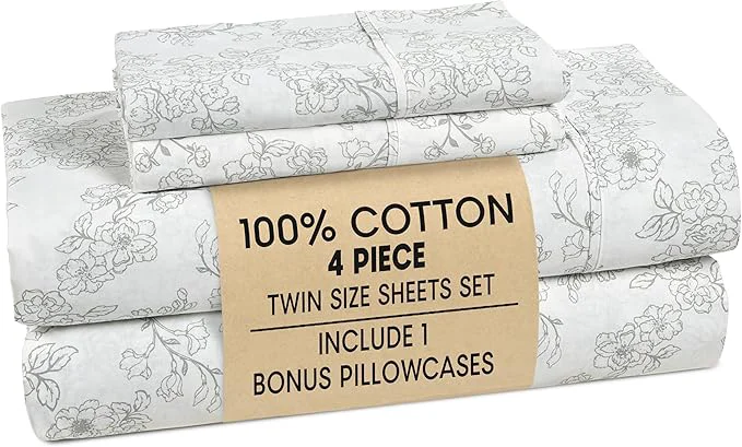 Solid Casa Platino Cotton Twin Sheet Set – 4 Piece Twin Sheet Set Twin with Crisp Cool amp Soft Feel with 15 Inch Deep Pocket Fitted Sheet Breathable amp Cozy for a Good Nights Sleep – Ashpetal Outstanding