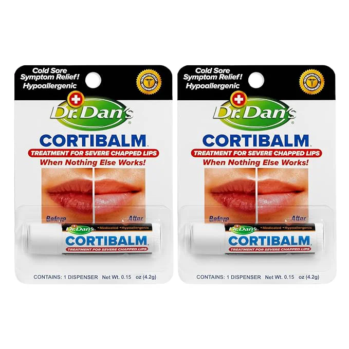 Effective Dr. Dan's Cortibalm- 2 Pack- for Severe Chapped Lips and Cold Sore Relief Trendy