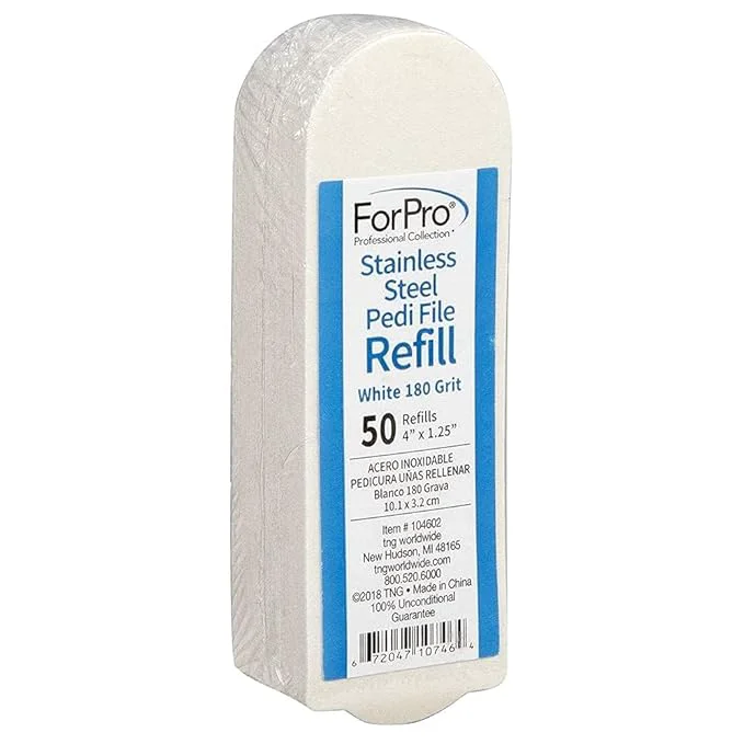 Natural ForPro Professional Collection Stainless Steel Pedi File Refill 180 Grit Trendy