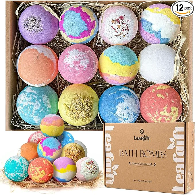 Convenient Leafgift Bath Bombs Gift Set Moisturizing Dry Skin Stress Relief Gift Stylish