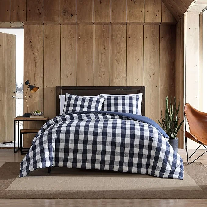 High-Performance Eddie Bauer - Twin Comforter Set Reversible Bedding with Matching Sham Medium-Weight for Year Round Use Dorm Essentials Lakehouse Blue High-End