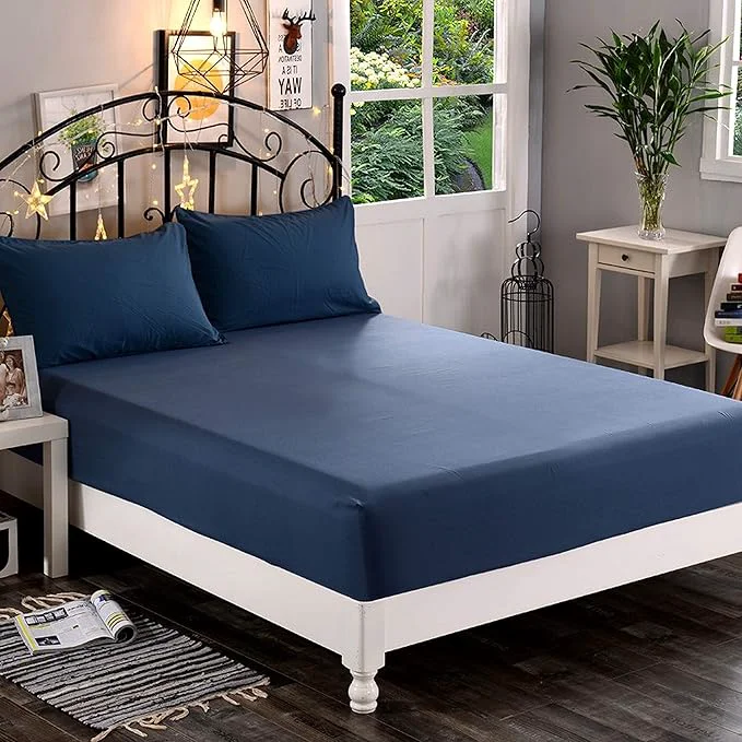 Exclusive Elegant Comfort 1500 Premium Hotel Quality 1-Piece Fitted Sheet Softest Quality Microfiber - Deep Pocket up to 16 inch Wrinkle and Fade Resistant California King Navy Blue Fashionable