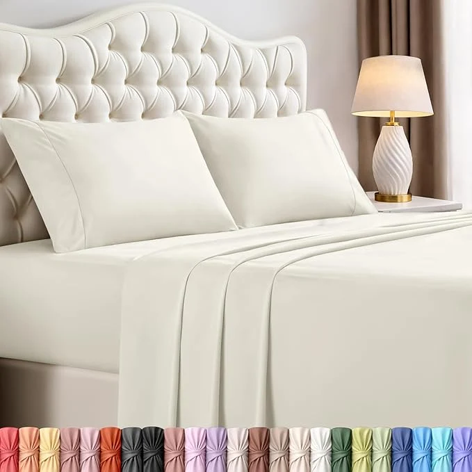 Quality Utopia Bedding Queen Size Sheet Set – 4 Piece Bed Sheets Soft and Breathable Microfiber Includes 1 Fitted Sheet 1 Flat Sheet and 2 Pillowcases – Oeko Tex Ivory Top-Quality