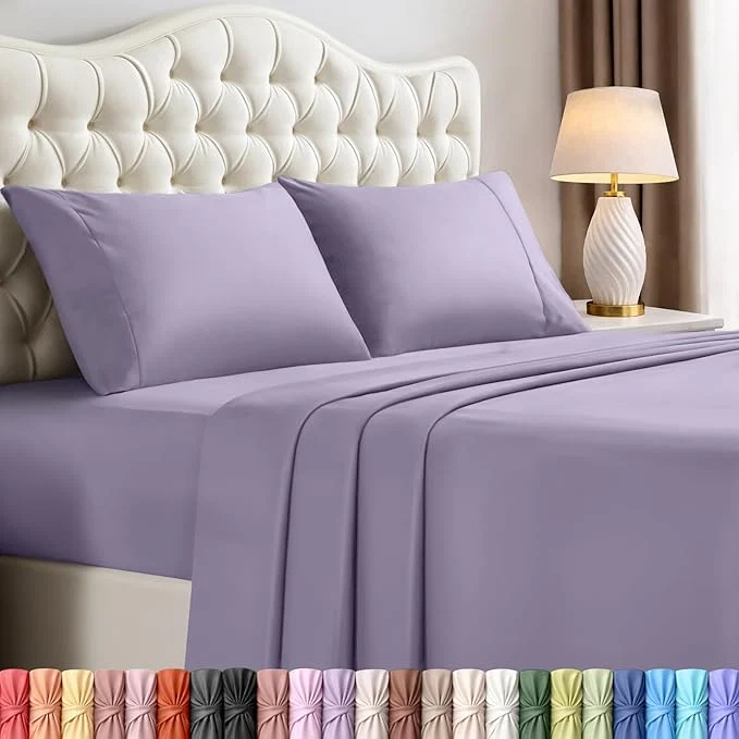 Luxury Utopia Bedding Full Size Sheet Set – 4 Piece Bed Sheets Soft and Breathable Microfiber Includes 1 Fitted Sheet 1 Flat Sheet and 2 Pillowcases – Oeko Tex Lavender First-Class